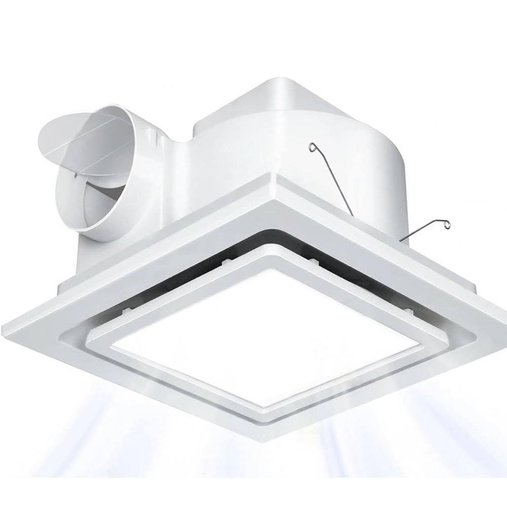 White Ventilation Bathroom Exhaust Fan 9.6 square LED light (6000k) 12W